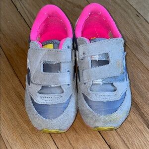 Saucony Kids Sneakers in Gray and Pink with Yellow Accents